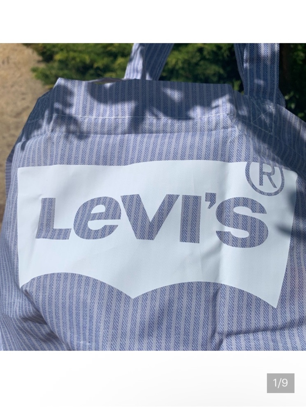 Levi's Blue and White Striped Tote Bag